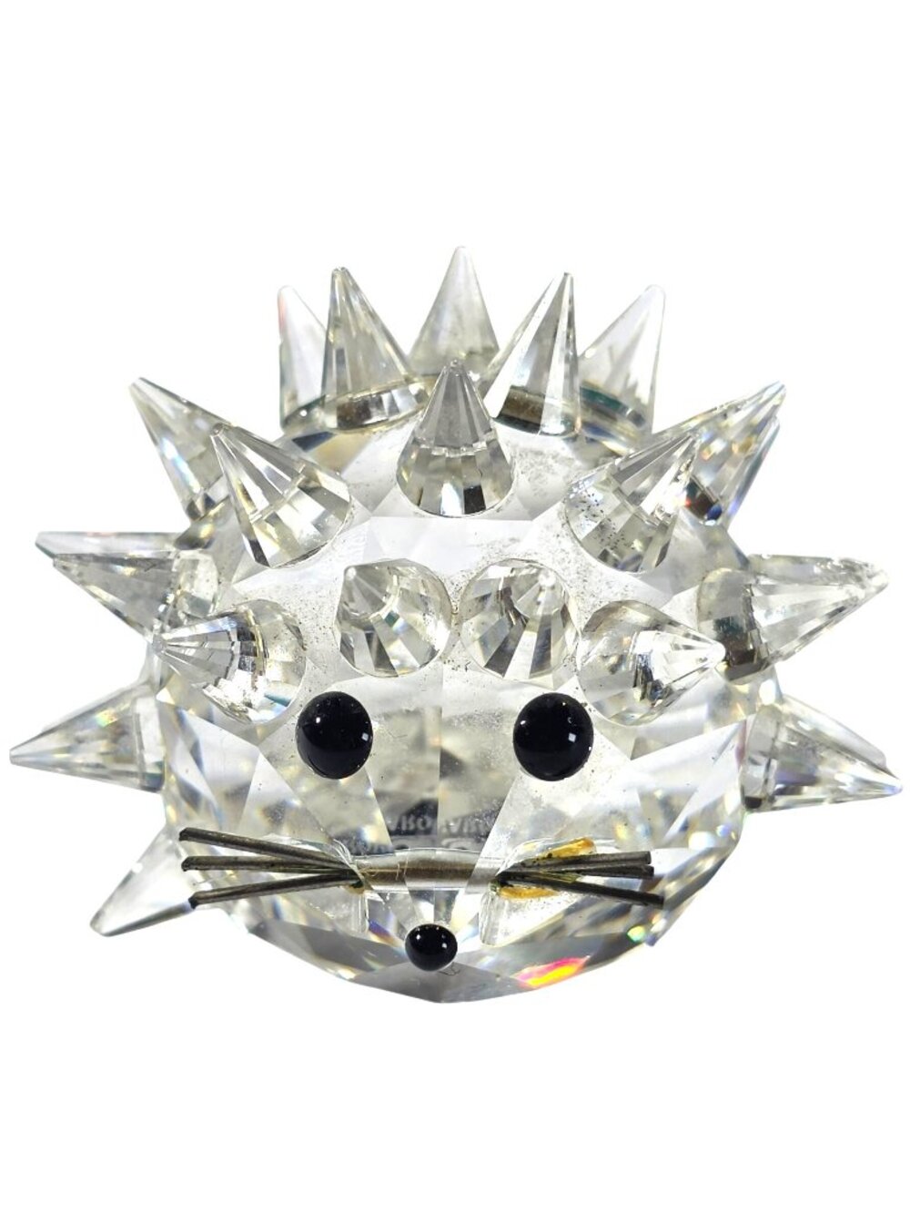 Swarovski Crystal Hedgehog Porcupine Figurine Faceted Spikes Black Eyes READ